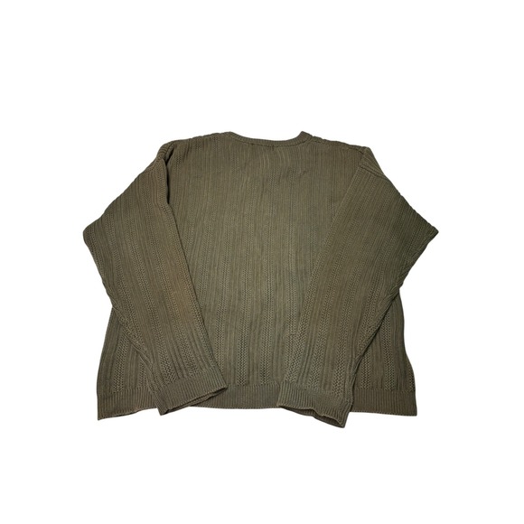 Eddie Bauer Mens XXL Tall Olive Green Ribbed Knit Cotton Crewneck Sweater - Picture 3 of 6